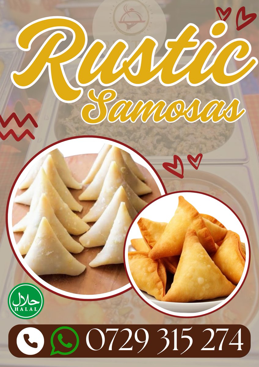 RusticKitchenKe's tweet photo. Order the standard Samosas in Nairobi, Kenya on this International Day.
Delicious Halal beef or Vegetarian Samosas made from the best and freshest ingredients. 
12 Raw 540/-
12 Cooked 660/-
Call, text or WhatsApp us on 0729 315 274 for orders, inquiries and deliveries. 
#Samosa https://t.co/LNybjcjfl2