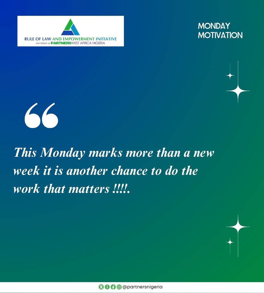 partnersnigeria's tweet image. This Monday marks more than a new week it is another chance to do the work that matters !!!!.

#PWAN #Partnersnigeria #MondayMotivation #MondayisMonday.