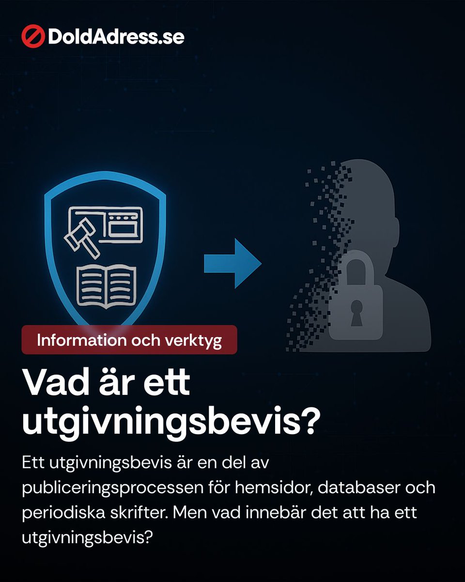 DoldAdress's tweet photo. I den här artikeln går vi igenom vad ett utgivningsbevis är, vilka krav som måste uppfyllas för att få ett och hur ansökningsprocessen ser ut. Om du någon gång vill ta bort dina uppgifter från en sida som har utgivningsbevis, visar vi hur du gör det också. Läs mer här: https://t.co/U5dxjLENQ9