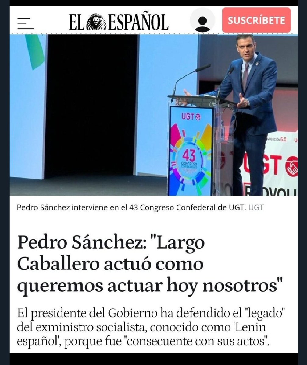 💥 Pues ya sabemos lo que nos espera con el "Largo Caballero" del siglo XXI.
Otra Guerra entre españoles.
Y mientras el primer partido de la oposición, castigando a los suyos para no ofender al psicópata y sus huestes.