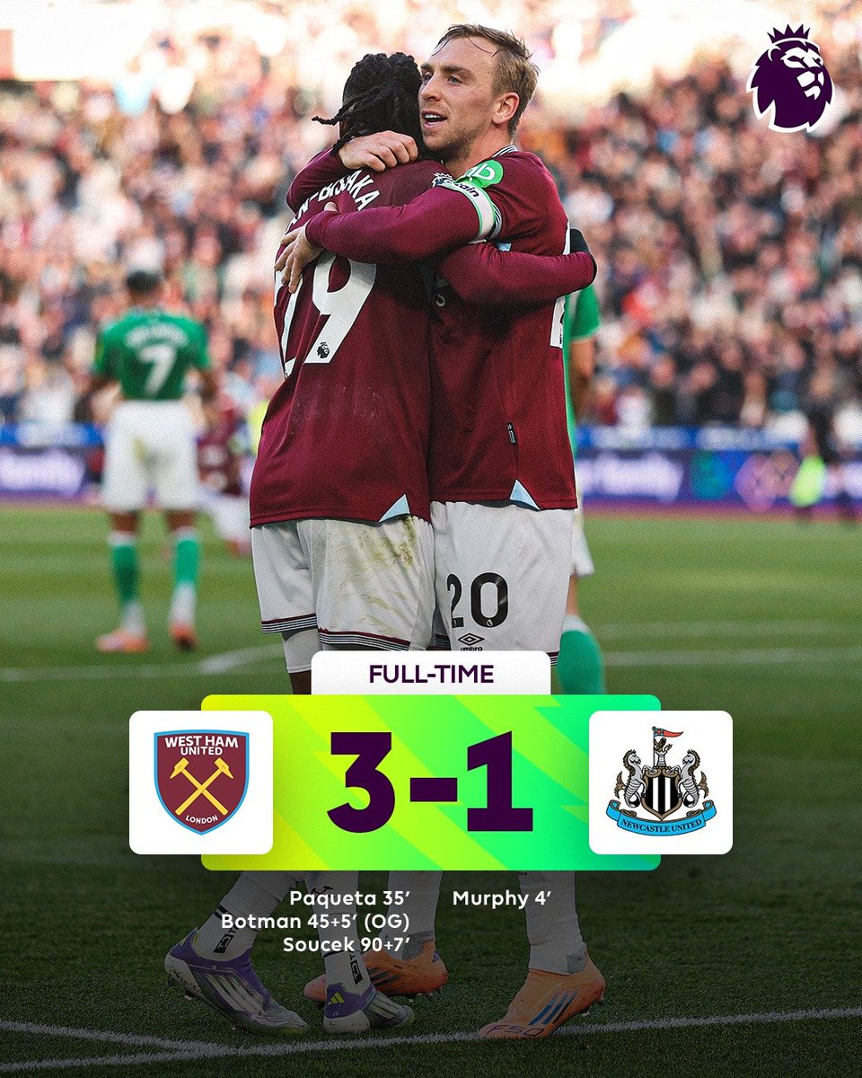 Bt10Vn's tweet photo. West Ham đánh bại Newcastle một cách đầy thuyết phục. 

#bettingtop10vn https://t.co/d2KmYcRLda