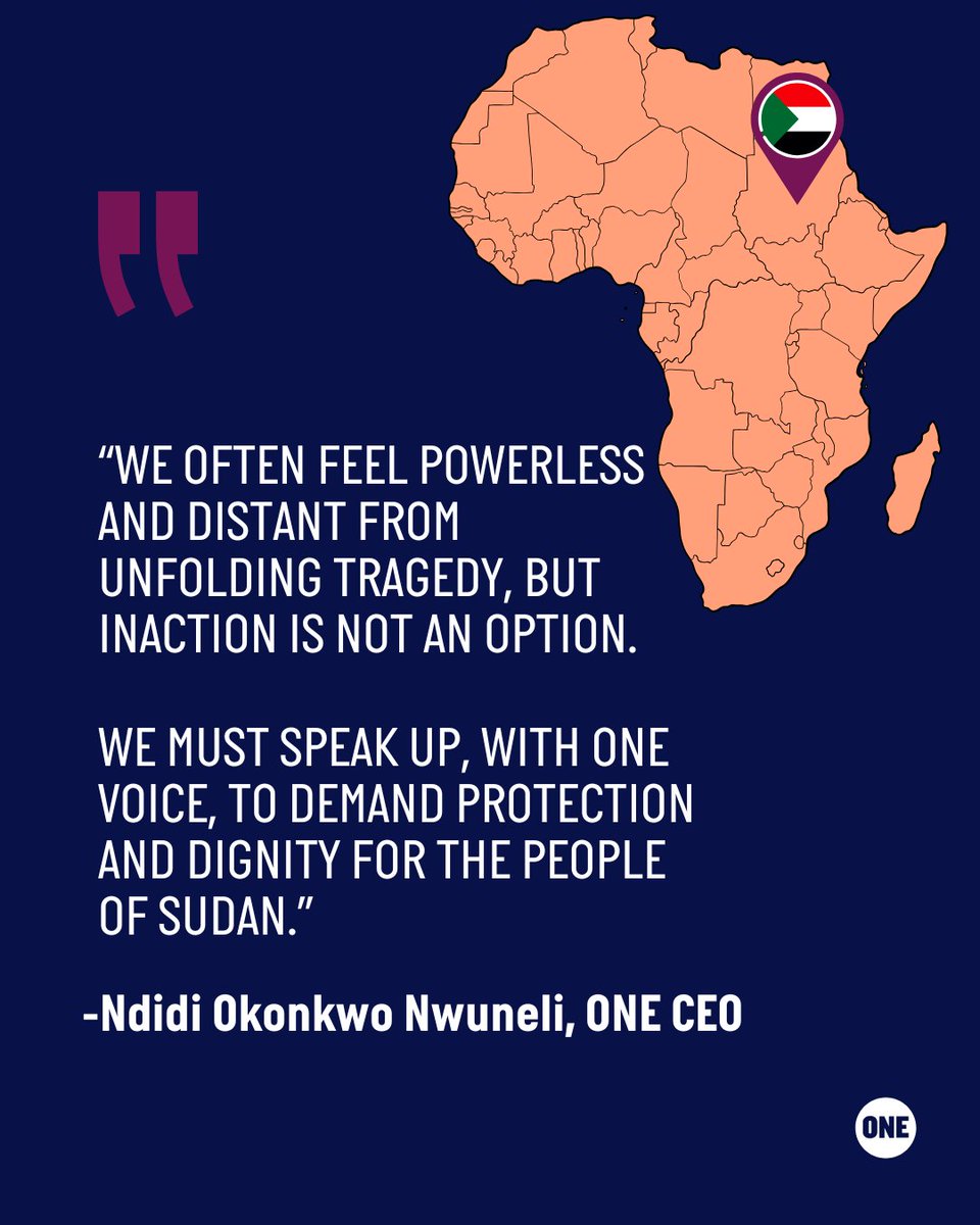 ONEinAfrica's tweet image. Inaction is not an option. Sudan needs the world’s voice, now more than ever.

#SudanCrisis #ActForSudan