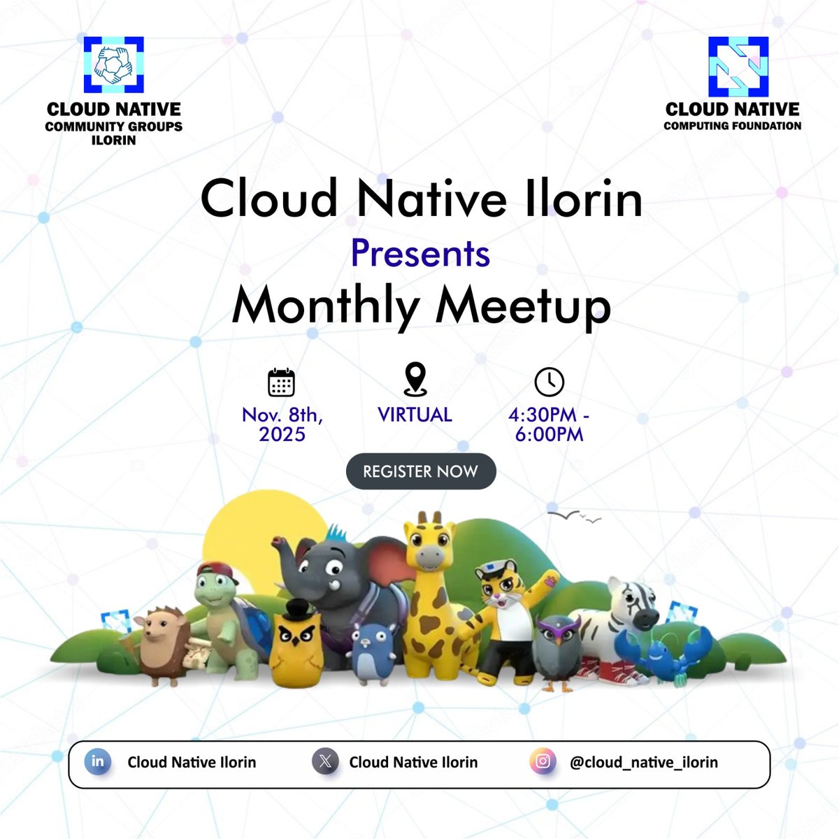 Olasile239's tweet image. 🎉 Cloud Native Ilorin is going LIVE for the first time!

After our official launch, we’re excited to host our first Monthly Meetup — a virtual session for everyone passionate about Cloud Native, Kubernetes, DevOps, and open source 🚀

📅 Date: Nov 8th, 2025
📍 Venue: Virtual
⏰…