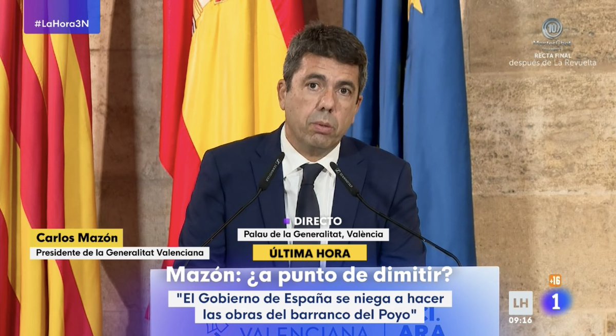 El PEDAZO DE HIJO DE LA GRANDÍSIMA PUTA DE CARLOS MAZÓN se excusa en que : “Todo ha sido cosa del Gobierno”. Metan a este hijo de puta en el talego  #LaHora3N