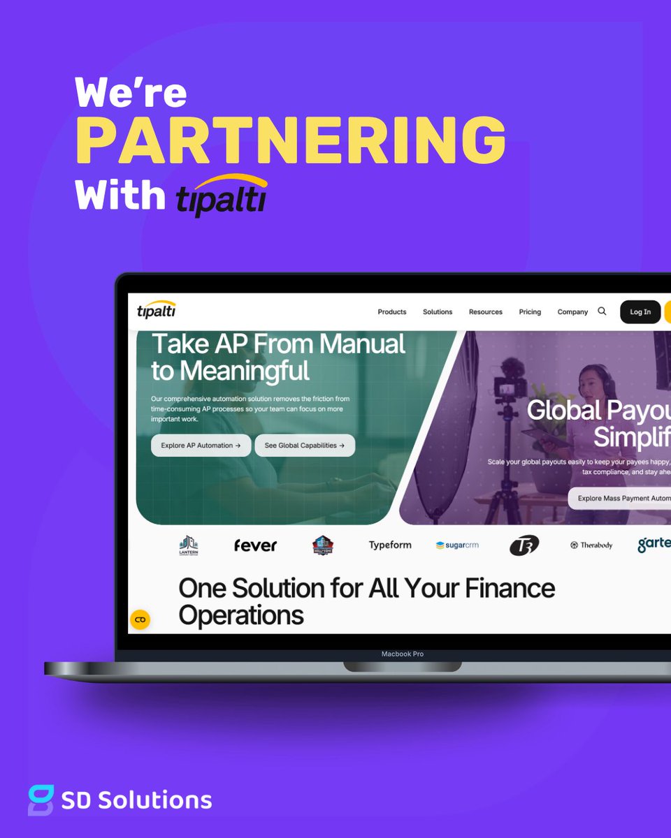 _sdsolutions_'s tweet image. 💼✨ We’re proud to partner with Tipalti, a leading global fintech company, to help them build and scale their teams.

🚀 Through our collaboration, SD Solutions provided full-cycle recruitment, onboarding, and local support.

#SDSolutions #Tipalti #Partnership #GlobalTalent