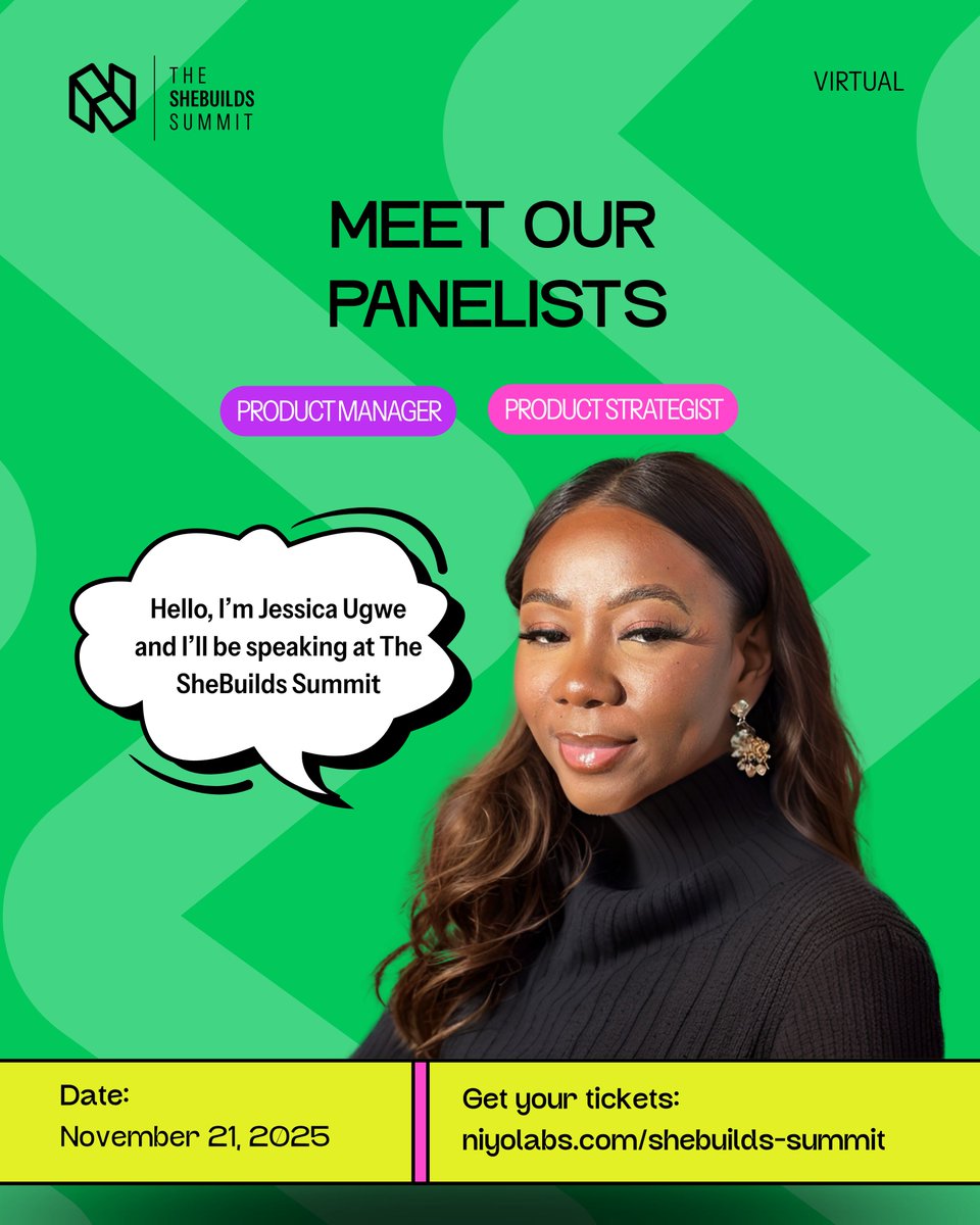 niyoco__'s tweet photo. If you’ve ever dreamed of building a product, a startup, or an idea that actually makes impact, this is your moment. 💡

@ugwejessica will be speaking on this at The SheBuilds Summit

📅 November 21, 2025
🎟️ Register now → https://t.co/P4NKBDkpyT https://t.co/hFvOOnV9uP