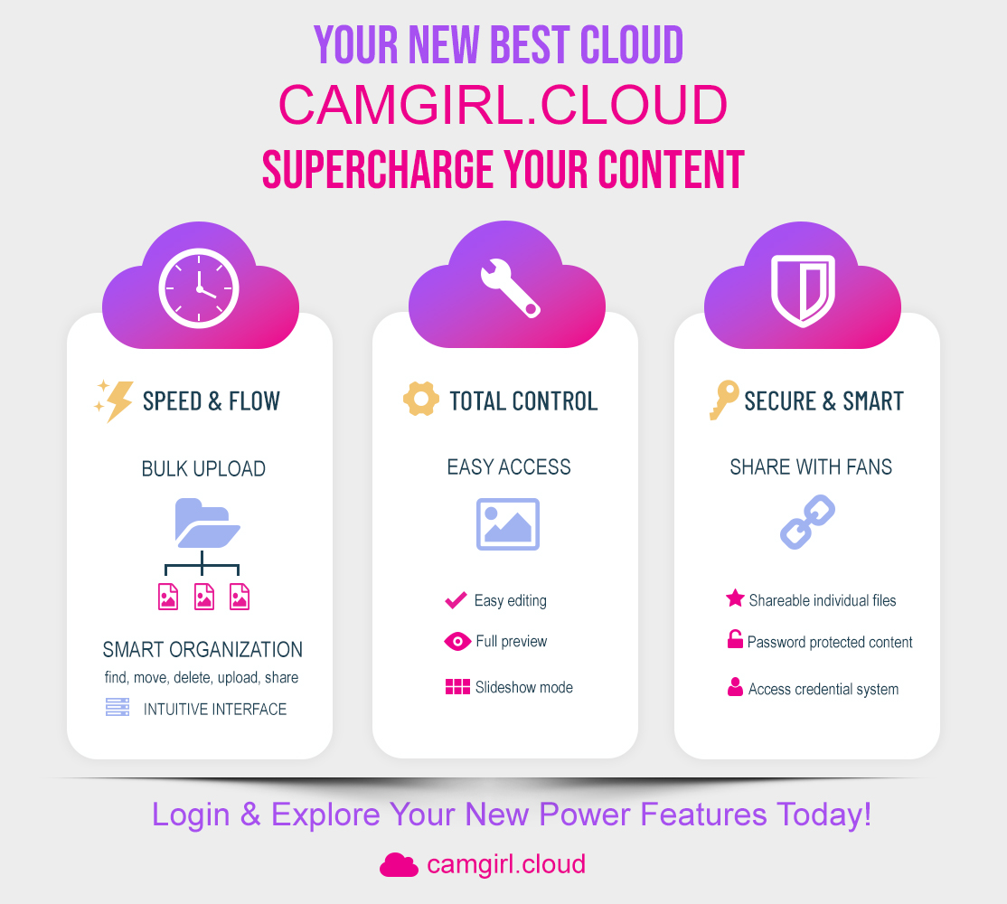 Camgirl.Cloud 
We know that being a successful performer or media manager is all about your content how fast you can create it, how perfectly you can organize it, and how easily you can deploy it to your fans or customer base.
camgirl.cloud/enhanced-new-m…