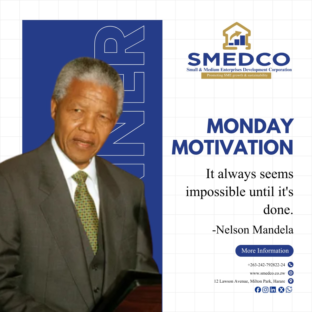 Smedco_Zw's tweet photo. To all SMEs out there โ keep pushing, keep creating, and keep believing.
Every great business started as a bold dream that someone refused to give up on. ๐ชโจ
#MondayMotivation #SMEDCO #SMEInspiration #BusinessGrowth #KeepGoing #NeverGiveUp #Leadership #ZimbabweSMEs https://t.co/MXTBSd5H2l