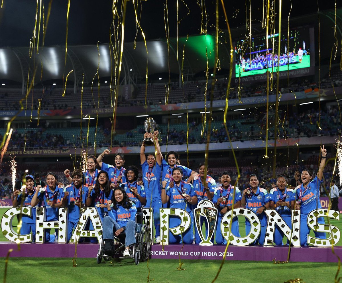 wakeupsainky's tweet photo. Heartfelt congratulations to the Indian WomenCricket Team for a historic World Cup victory
Their dedication,discipline,and teamwork have brought immense pride to our nation and set a shining example for aspiring women cricketers across the country #ICCWomensWorldCup2025 #CWC2025 https://t.co/PrrO6hgKH9
