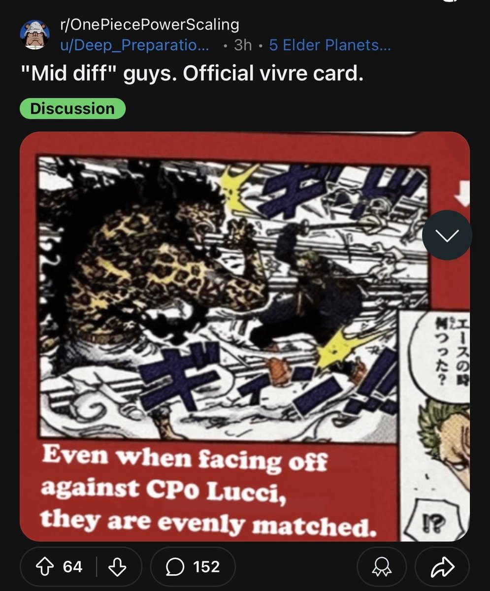 Imagine comparing Zoro to guys who didn’t even get a 21-chapter duel or a canon “evenly matched” statement.
Peak denial. Keep the cope running