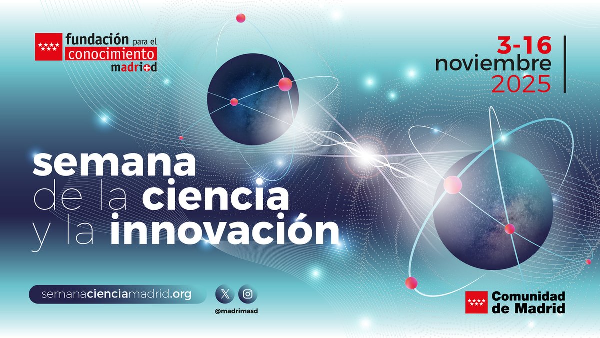 🚀 ¡Comienza la #SemanaCienciaInnovación! Un evento coordinado por <a href="/madrimasd/">Madri+d</a> en el que participan más de 700 instituciones, entre organizadores, patrocinadores y colaboradores.

🗓️  Del 3 al 16 de noviembre

🔬 + de 1.500 actividades con la investigación como protagonista