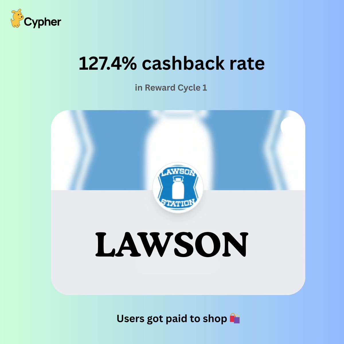 Cypher_HQ_'s tweet image. STOP SCROLLING🤯

Our users hit a 127% cashback rate

You read that right

$10 spent → $12.74 back in $CYPR at @akiko_lawson last reward cycle

They literally got paid to shop 🛍️

We’re dropping more wild insights like this soon🔔