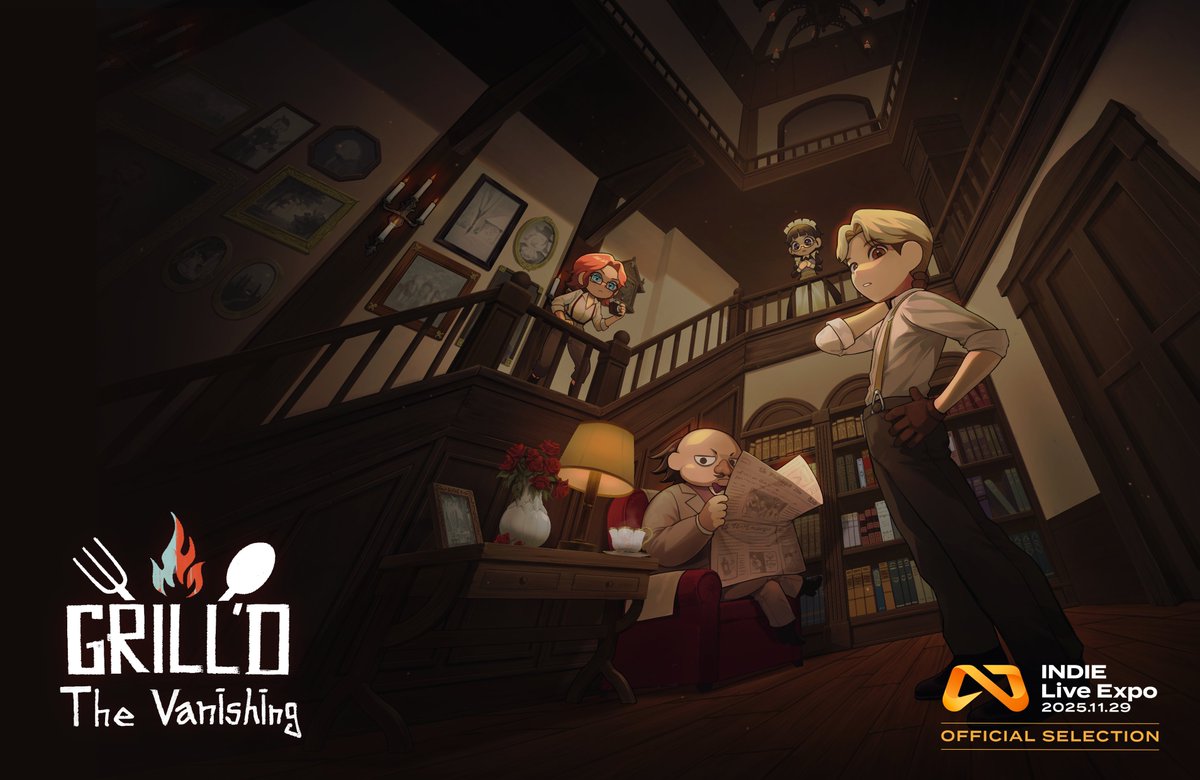 [Grill'd - The Vanishing] is coming out on INDIE Live Expo!
See you at the official broadcast on Nov. 29, 2025.
(Link below)

[그릴드 - 포터 저택 실종 사건]이 11월 29일, 인디 라이브 엑스포에서 소개될 예정입니다!
공식 방송(하단 링크)에서 만나요!

#INDIELiveExpo