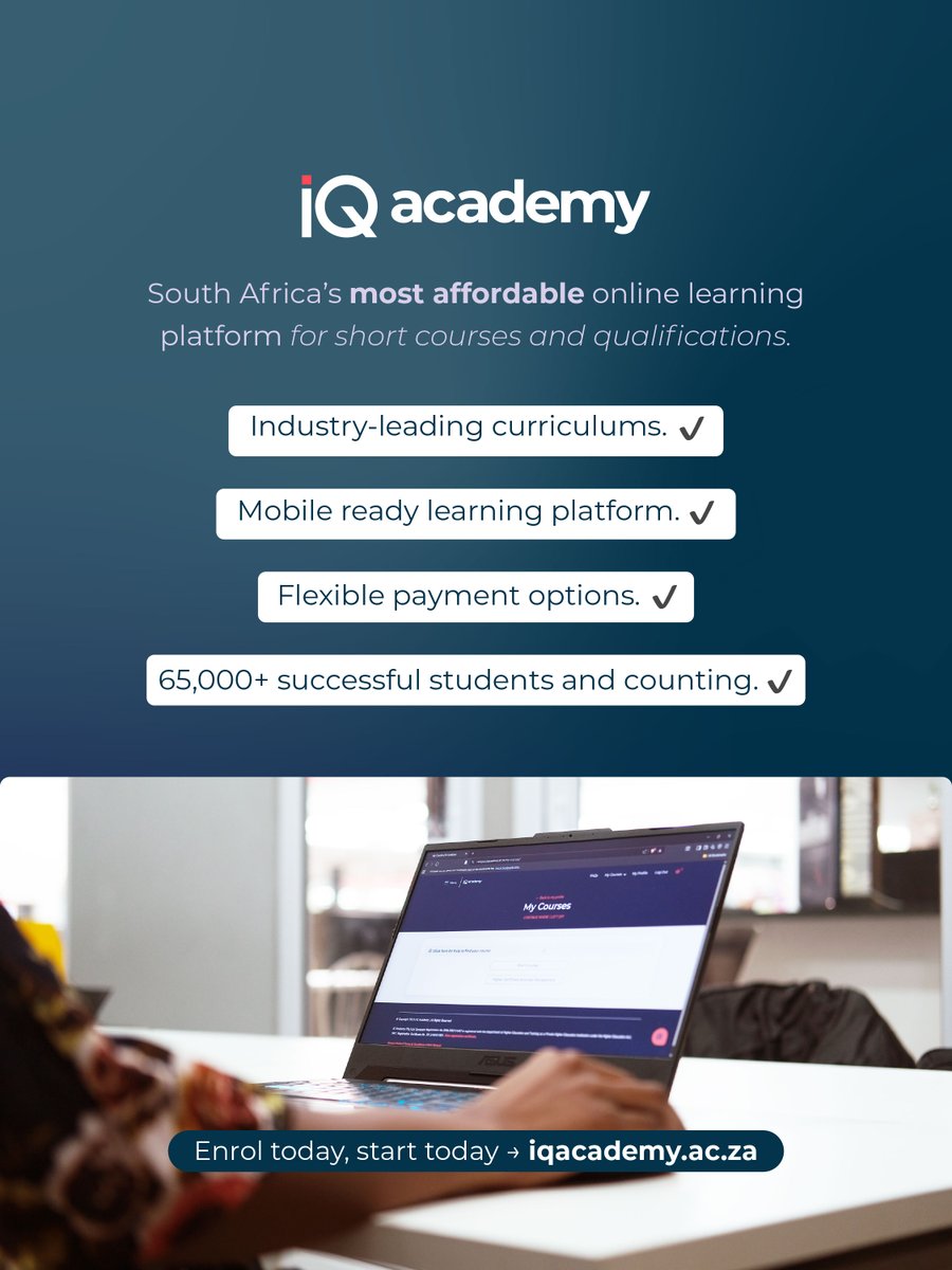 IQAcademySA's tweet image. Your next role begins with one decision. If you’re aiming for better pay and stronger career mobility, take a step today: flexible online study, practical courses, and support when you need it. Speak to us and get started: iqacademy.ac.za/contact-us/ 🔗

#OnlineLearning #SouthAfrica