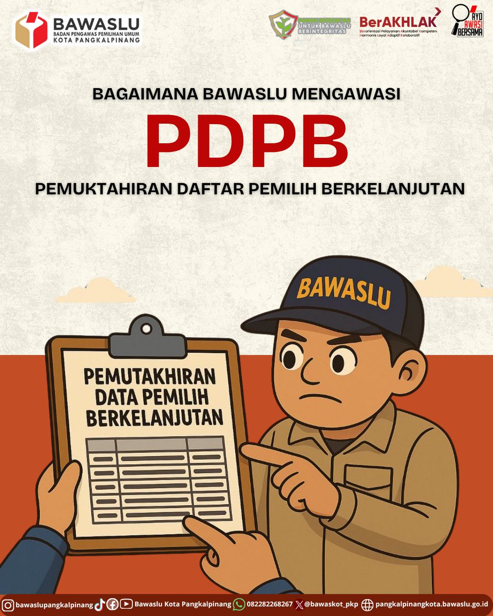 Bawaskot_pkp's tweet image. #sahabatbawaslu  

yuk cari tahu bagaimana Bawaslu mengawasi PDPB lewat postingan ini.

Jangan lupa lapor ke Bawaslu jika kalian melakukan perubahan data kependudukan 

#ayoawasibersama   
#PengawasanPDPB
#bawaslupangkalpinang