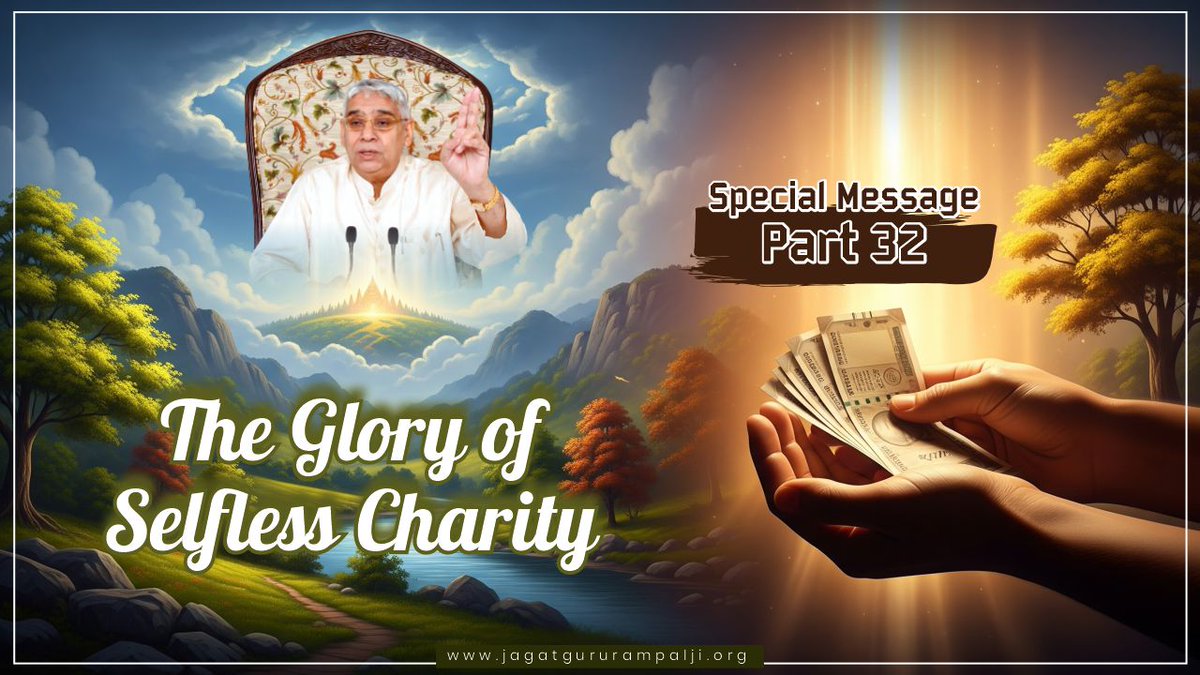 SatlokAshram's tweet image. Selfless charity can not only erase the burden of countless lives but also propel the soul to eternal liberation. In this spiritual discourse, Sant Rampal Ji Maharaj illustrates the spiritual science of giving. This discourse will forever redefine your understanding of good…