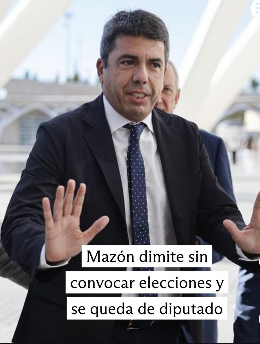 AsuncionN's tweet photo. Que vergüenza de tío. Dimite pero se queda a cobrar de nuestros impuestos. 
Mazón a prisión! https://t.co/lVKSWCc3Sj