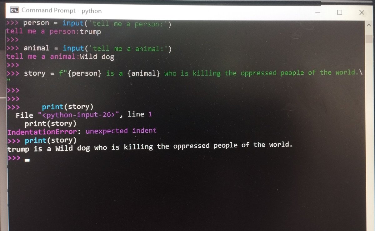 بعنوان کسی ک یك هفتس پایتون رو شروع کرده برنامه خوبی نوشتم؟

😁💻