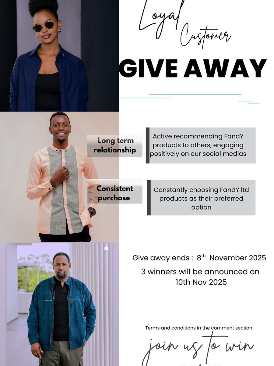LOYAL CUSTOMERS GIVEAWAY ⚡ 
You’ve been choosing F and Y . You’ve been showing up. Now it’s time we show up for you. 💥

Here’s how to join: 
1️⃣ you should be following this account.
2️⃣ Like this post and comment your month and year of your first purchase of an F and Y product.