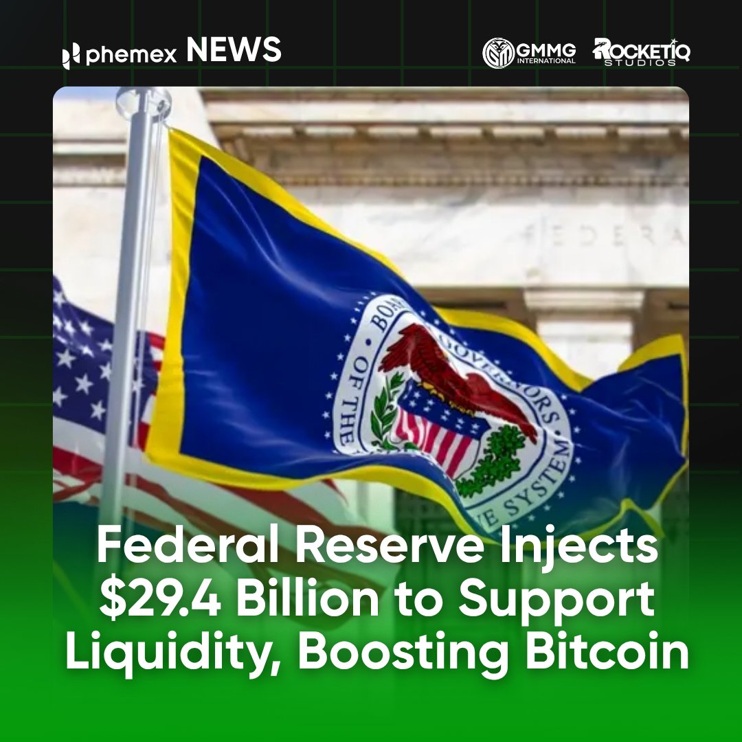 The <a href="/federalreserve/">Federal Reserve</a> just injected $29.4B into the banking system, easing liquidity stress and boosting market confidence.

More liquidity = more risk-on sentiment.

Will #Bitcoin lead the next move? 

🔗shorturl.at/qWgAp

#BTC #CryptoNews #FederalReserve #Phemex #GMMG