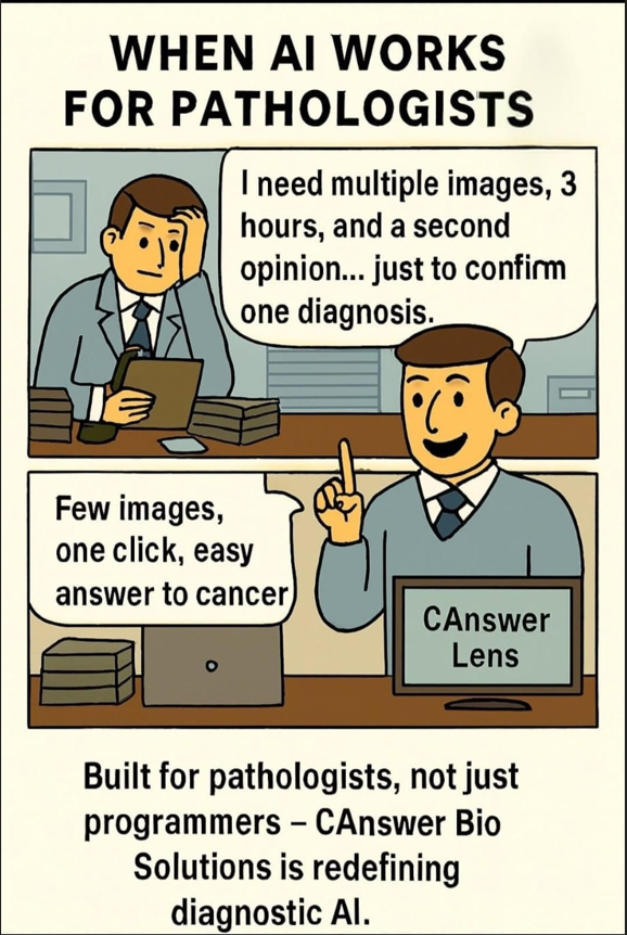 CanswerB's tweet image. When innovation meets reality — and AI works for pathologists.
At @CAnswer_Bio, we’re making cancer diagnostics faster, cheaper &amp;amp; smarter.
🧠 CAnswer Lens → instant AI insights
💉 CAnswer Kit → £50 biopsy, courier-ready sample
#AIinHealthcare  #MedTech  #CancerDiagnostics