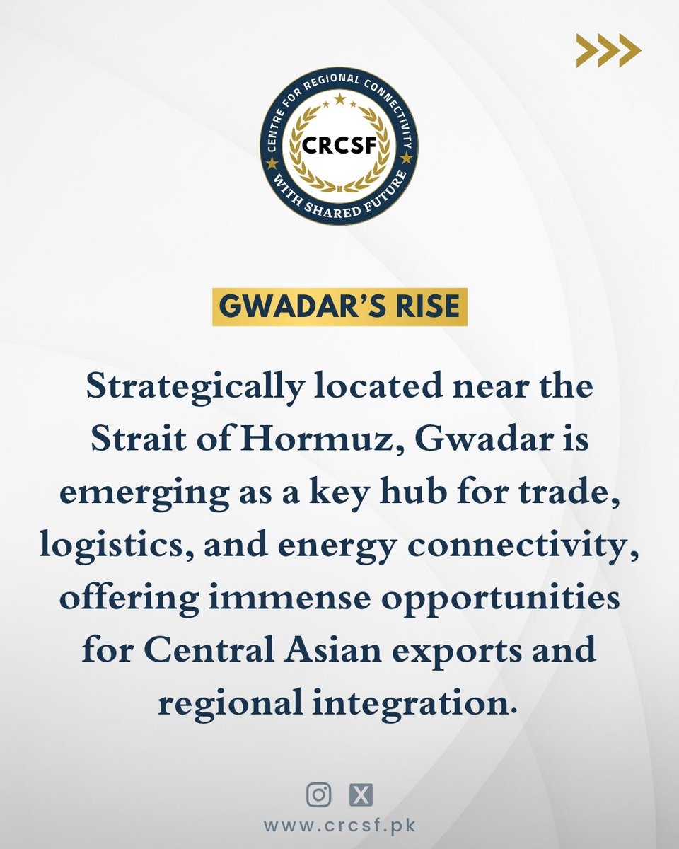 CRCSF01's tweet photo. Central Asia’s landlocked nations are turning to 🇵🇰 ports—especially #Gwadar—to gain direct access to global markets through the Arabian Sea. Under China’s #BeltandRoad Initiative, Gwadar is emerging as a vital trade &amp; energy hub, linking #CentralAsia to Middle East, 

#CPEC #BRI https://t.co/j1yIU9LALv
