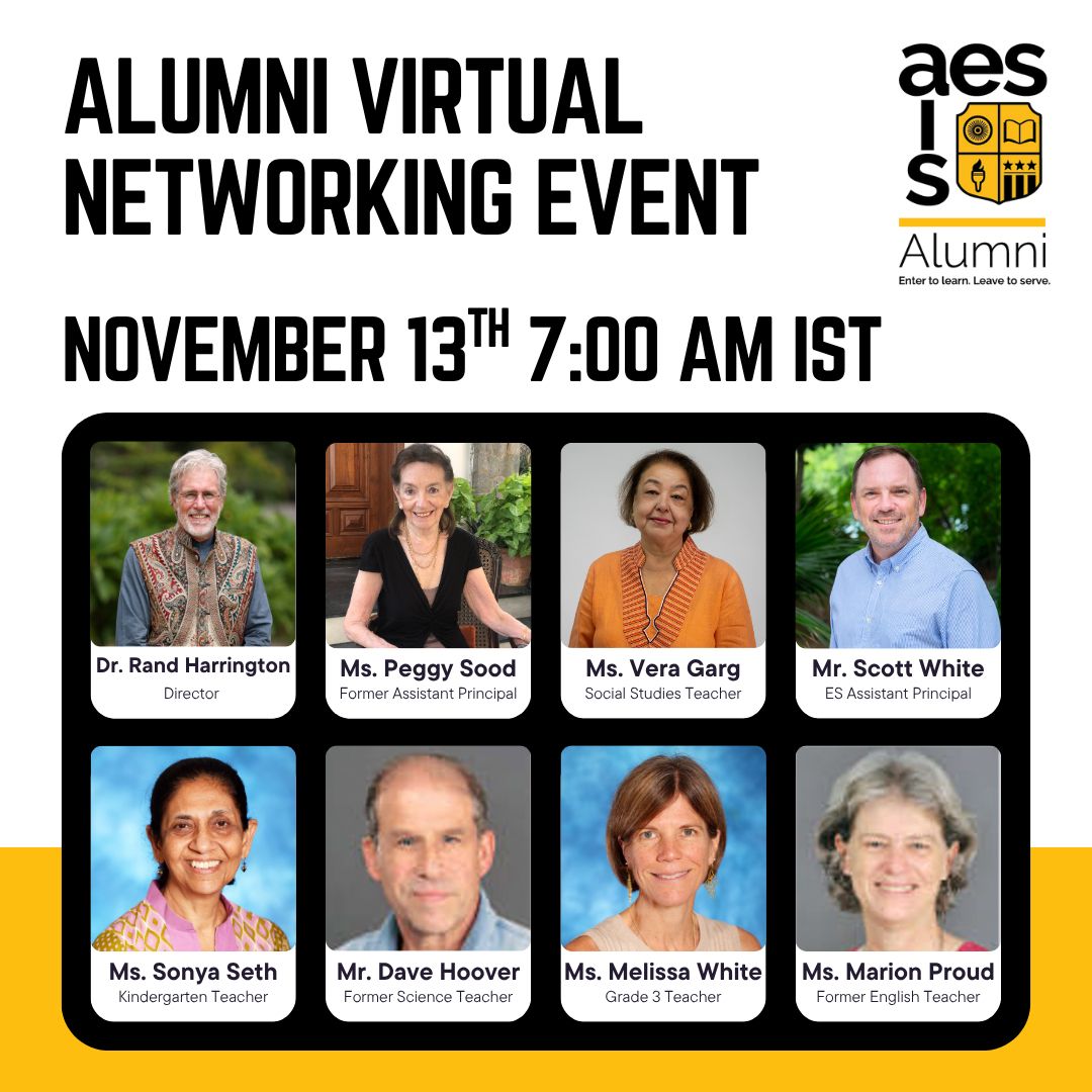 AESDelhi's tweet image. Join us for the AES Alumni Virtual Networking Event on Thursday, November 13 at 7:00 am IST, where alumni and faculty past and present — come together to connect and share experiences.🐯✨

Don’t forget to register here to get the event link: alumni.aes.ac.in/events/view/al… 

#AESAlumni