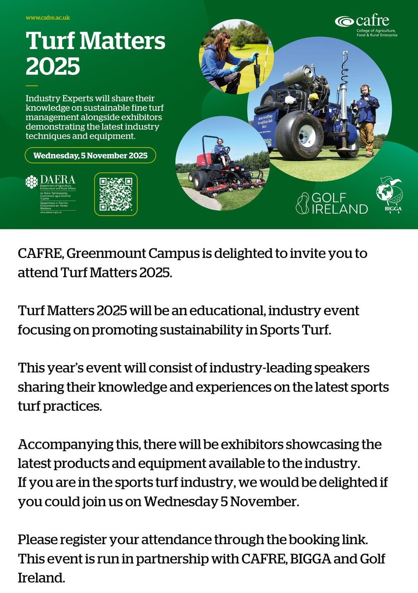 TurfCare is attending Turf Matters this week. Come along and meet Mark Millar <a href="/TurfCareMark/">Mark Millar</a> and Garreth Stears <a href="/TurfcareGarreth/">TurfCare Garreth</a> to talk all things turf and irrigation. #TurfCare3PA Sustainable Plant Health Excellence