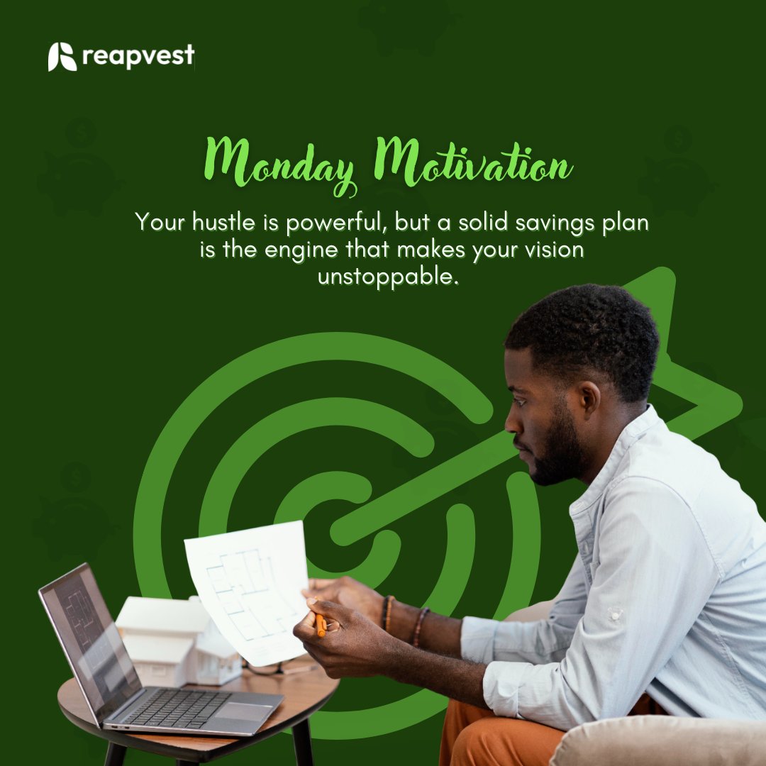 reapvest's tweet photo. Let this new week remind you that your future isn’t built overnight, but with every intentional financial choice you make. Grow steady. Build something unstoppable.
#mondaymotivation #reapvest #smartavings https://t.co/RCmlyyHZqB