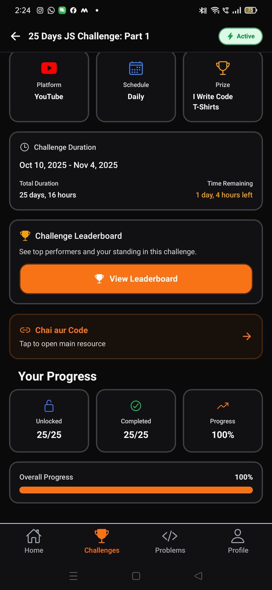 sushma_bendre's tweet image. 25th day of 25 days of JS challenge: part 1         
 
-Completed Control Flow in JavaScript  — and with that, I’ve finished the Masterji 25 Days JS Challenge Part 1
@Hiteshdotcom
 
@ChaiCodeHQ