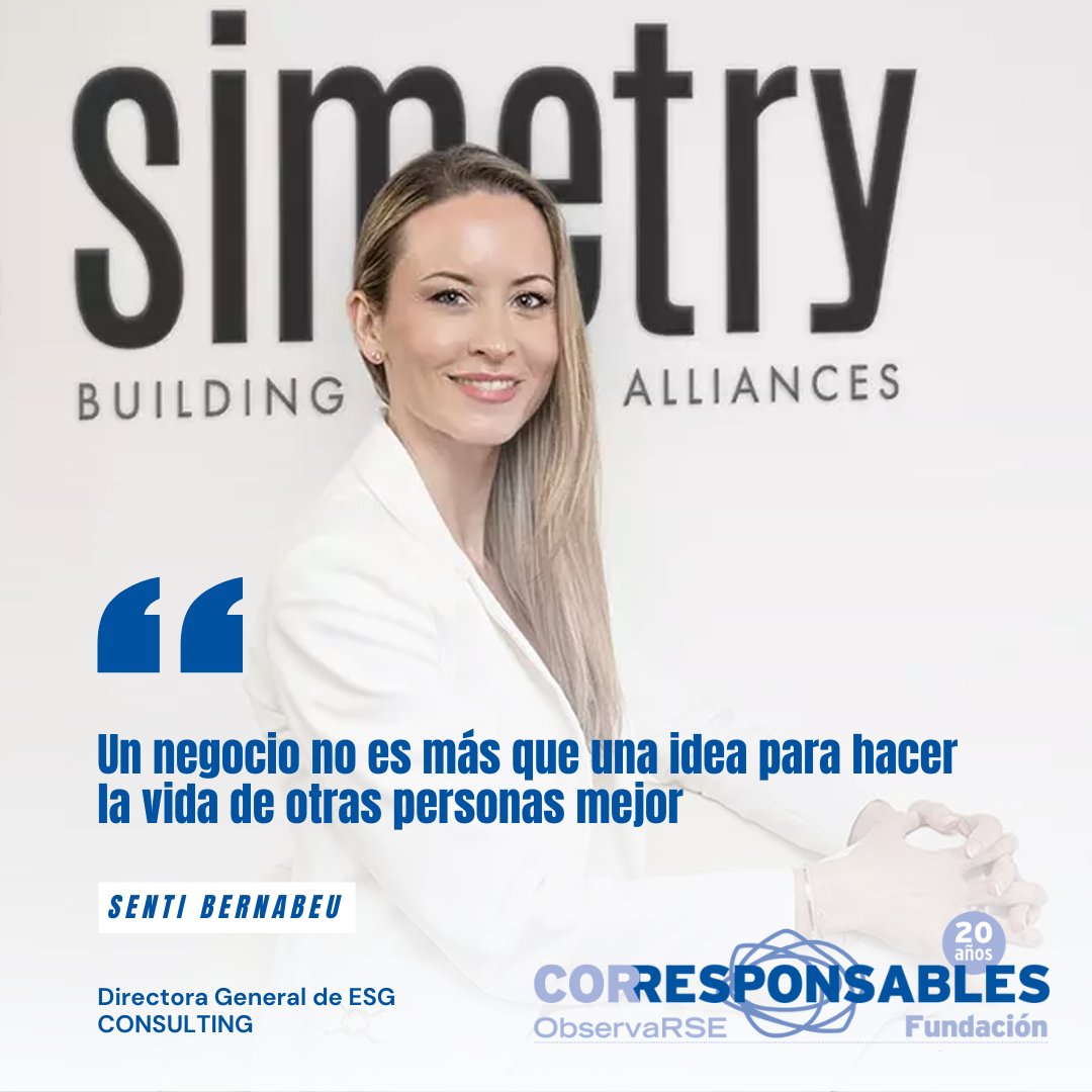 Corresponsables's tweet image. 📌“Me gusta decir que un negocio no es más que una idea para hacer la vida de otros mejor”

@SentiBernabeu (@SIMETRYcomms) comparte su evolución desde la comunicación hacia un enfoque integral de la Sostenibilidad

👉 f.mtr.cool/rqxswhcjuf

#20AniversarioCorresponsables