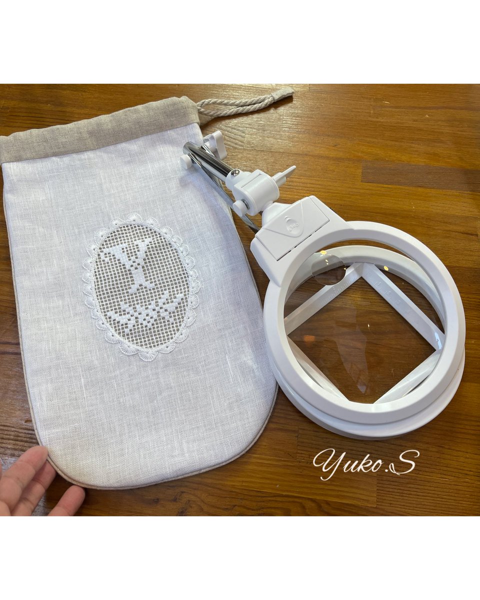 filet刺繍の巾着　｜ECRU <a href="/ecru201010/">刺繍カフェ「ECRU」</a> note.com/ecru2010/n/n4f…