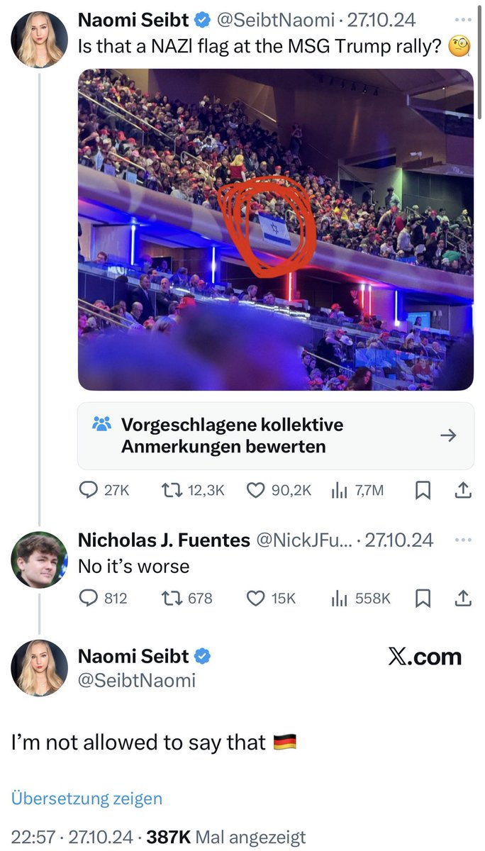 .<a href="/SeibtNaomi/">Naomi Seibt</a> doesn't want this screenshot circulating on X, so she deleted the tweet. It would be a shame if it could harm her efforts to obtain "political asylum" in the US. <a href="/USCIS/">USCIS</a> <a href="/DHSgov/">Homeland Security</a> <a href="/DeputySecState/">Christopher Landau</a> 🤫😉