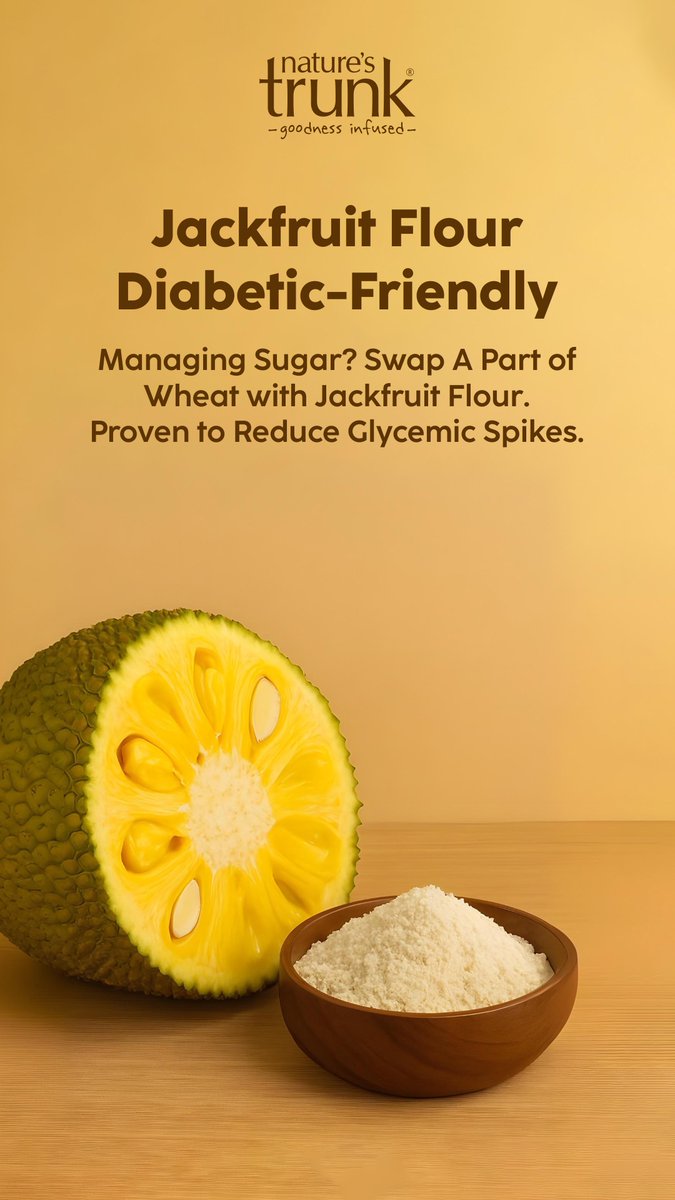 Natures_Trunk's tweet image. Looking for a healthy alternative to wheat?
Try Nature’s Trunk Jackfruit Flour 
✅ Lower glycemic impact
✅ Better sugar control
✅ High fiber &amp;amp; gut-friendly nutrition
Stay fit, stay balanced — the natural way! 
#DiabeticFriendly #JackfruitFlour #HealthyLiving #NaturesTrunk