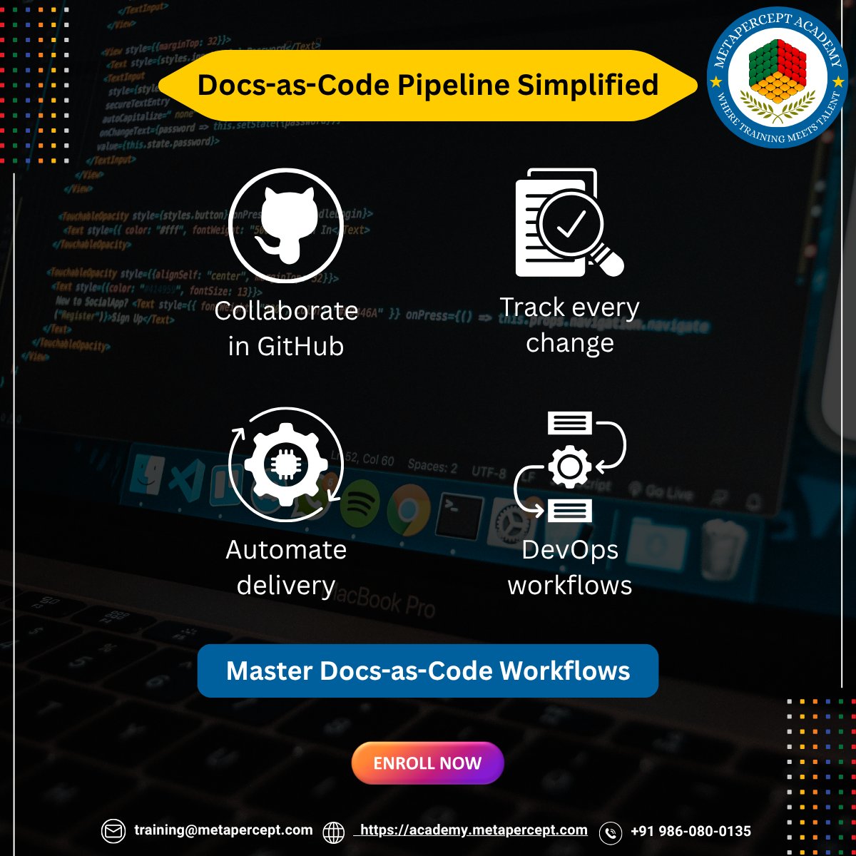 WritingAdvanced's tweet image. Docs aren’t static; they evolve like code.
Adopt the #DocsAsCode mindset: version, automate, and deploy documentation with #DevOps precision.
Learn #Git, #Markdown, and #CICD workflows with Metapercept Academy.
Enroll now  training.metapercept.com

#TechWriting  #GitHub