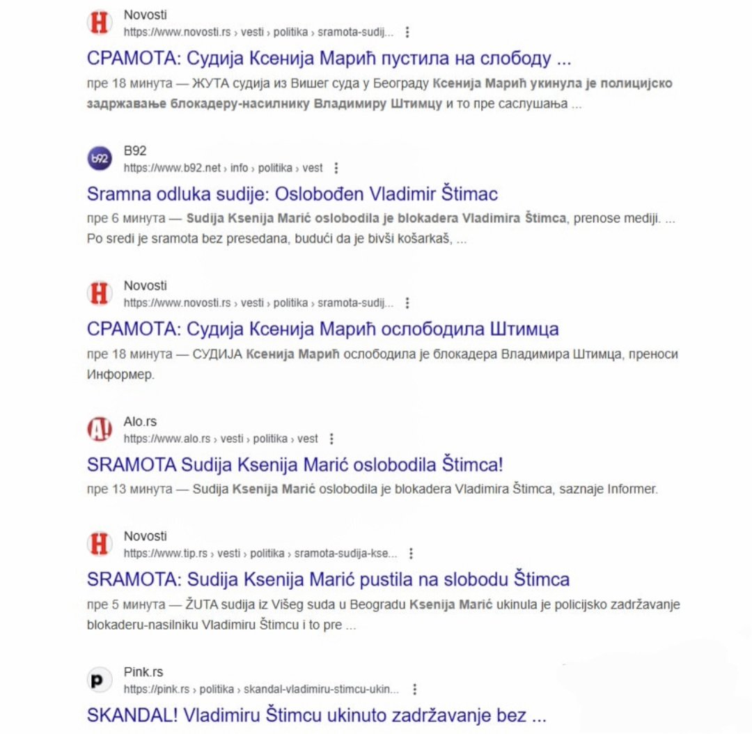 The state of media freedom in Serbia has hit rock bottom.
Headlines now attack a judge simply for releasing a citizen, proof that justice is no longer independent, but a tool of pressure and propaganda. 🇷🇸
#MediaFreedom #RuleOfLaw #Serbian 
<a href="/BBCWorld/">BBC News (World)</a> <a href="/CNN/">CNN</a> <a href="/Reuters/">Reuters</a> <a href="/AP/">The Associated Press</a> <a href="/guardian/">The Guardian</a>
