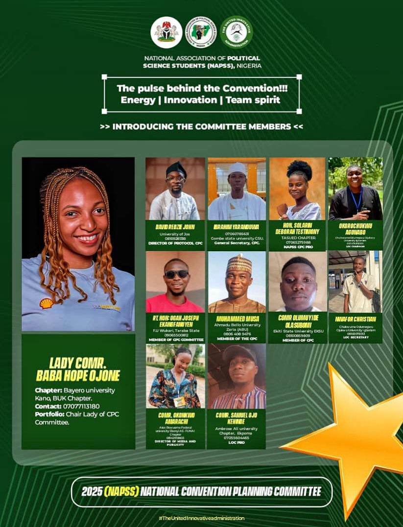 _ARE YOU READY?📍_
EVER-SAGACIOUS NAPSSITES,

   Meet the masterminds behind the planning of the NAPSS NIGERIA NATIONAL CONVENTION.🔥

   We're excited to introduce the dedicated individuals behind the scenes, working tirelessly to bring you an unforgettable convention.🫣