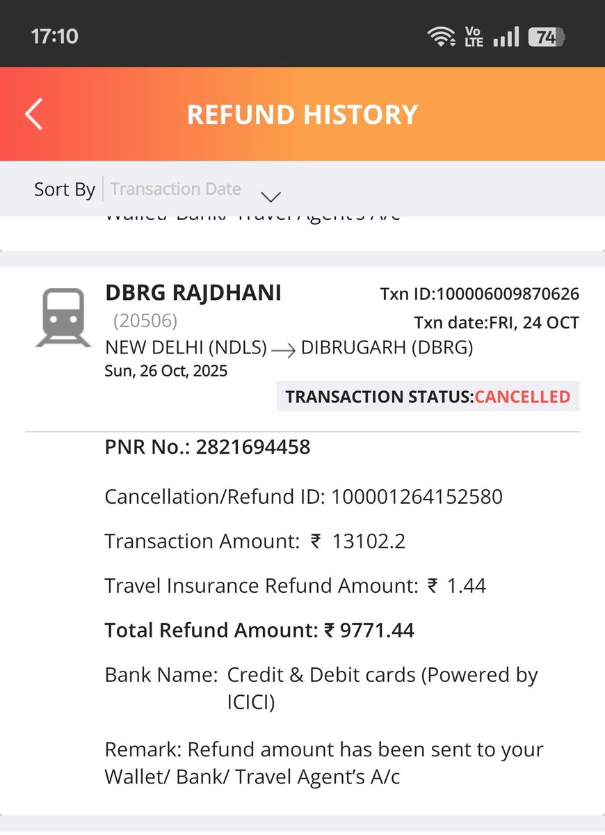mritunjaykrjha's tweet image. Dear @IRCTCofficial, I haven’t received the refund amount for my cancelled tickets — one refunded on 24th Oct and another on 29th Oct. Please look into this and initiate the refund at the earliest. #IRCTC #RefundIssue
