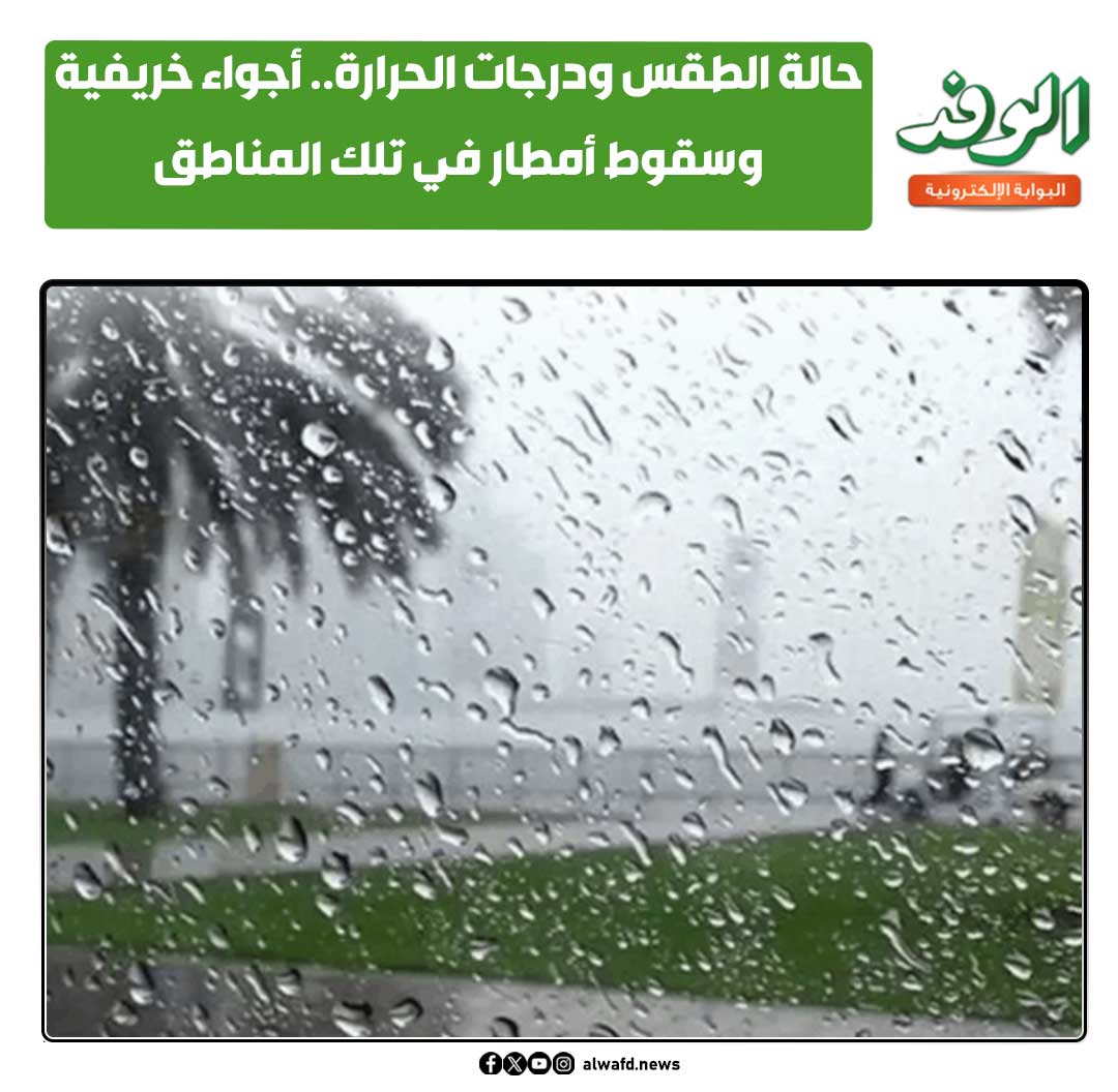 بوابة الوفد| حالة الطقس ودرجات الحرارة.. أجواء خريفية وسقوط أمطار في تلك المناطق 