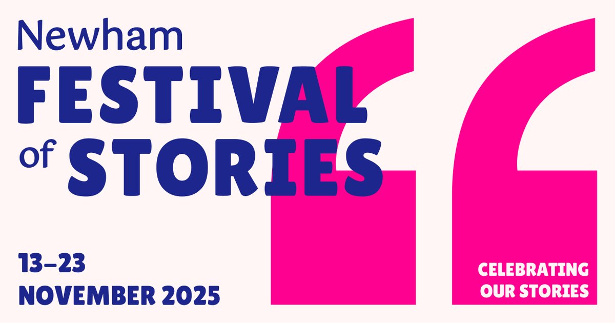 NewhamLondon's tweet image. 📣@NewhamStories is back this November — for another year of vibrant, borough-wide storytelling.

What’s your story? Join us and share it from 13-23 November 2025.

🎟️ Book free at: orlo.uk/jHBEp

@NewhamLibraries @NewhamLondon @Discover_Story