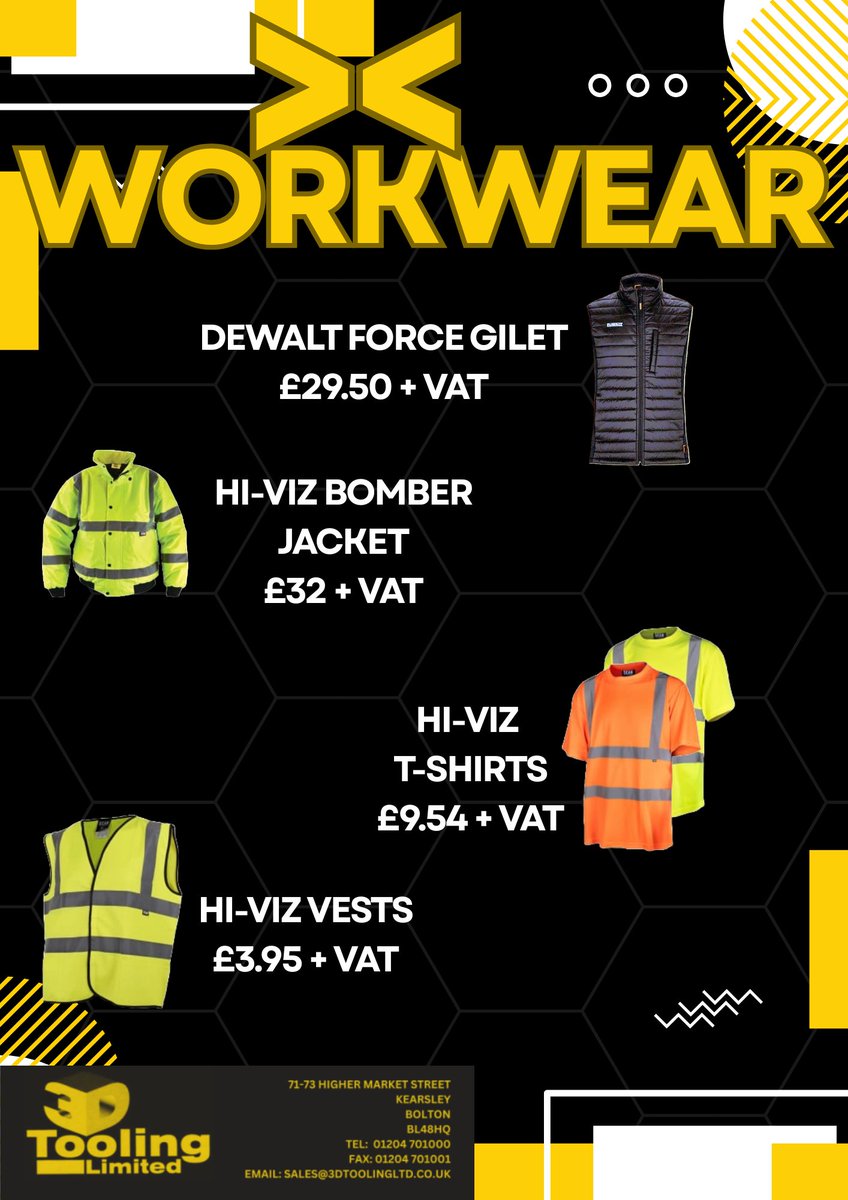 3dtooling's tweet photo. DEWALT GILET AND HI-VIZ CLOTHING NOW AVAILABLE!!

EITHER COME IN-STORE, EMAIL OR CALL US!! https://t.co/PgSw3Qg9JB