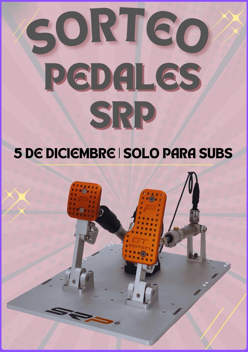🔥 SORTEAZO PARA SUBS 🔥

Sorteo entre todos mis suscriptores de Twitch unos pedales <a href="/SRPsimracingpro/">SRP SimRacing-Pro.com</a> !! Recuerda que con cada suscripción que regales en el canal, obtienes una opción mas para llevarte el sorteo.

El ganador será anunciado el día 5 de diciembre.