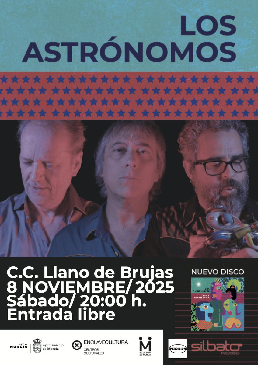 Próximo sábado 8 a las 20:00h. En Centro Cultural de Llano de Brujas. Entrada libre. #concierto #musica #Murcia