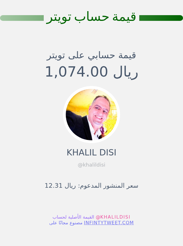 khalildisi's tweet photo. قيمة حسابي على تويتر هي: ١٬٠٧٤٫٠٠ ريال 

⬅️ https://t.co/cFEOH9NLph https://t.co/cQb8l9jZbD