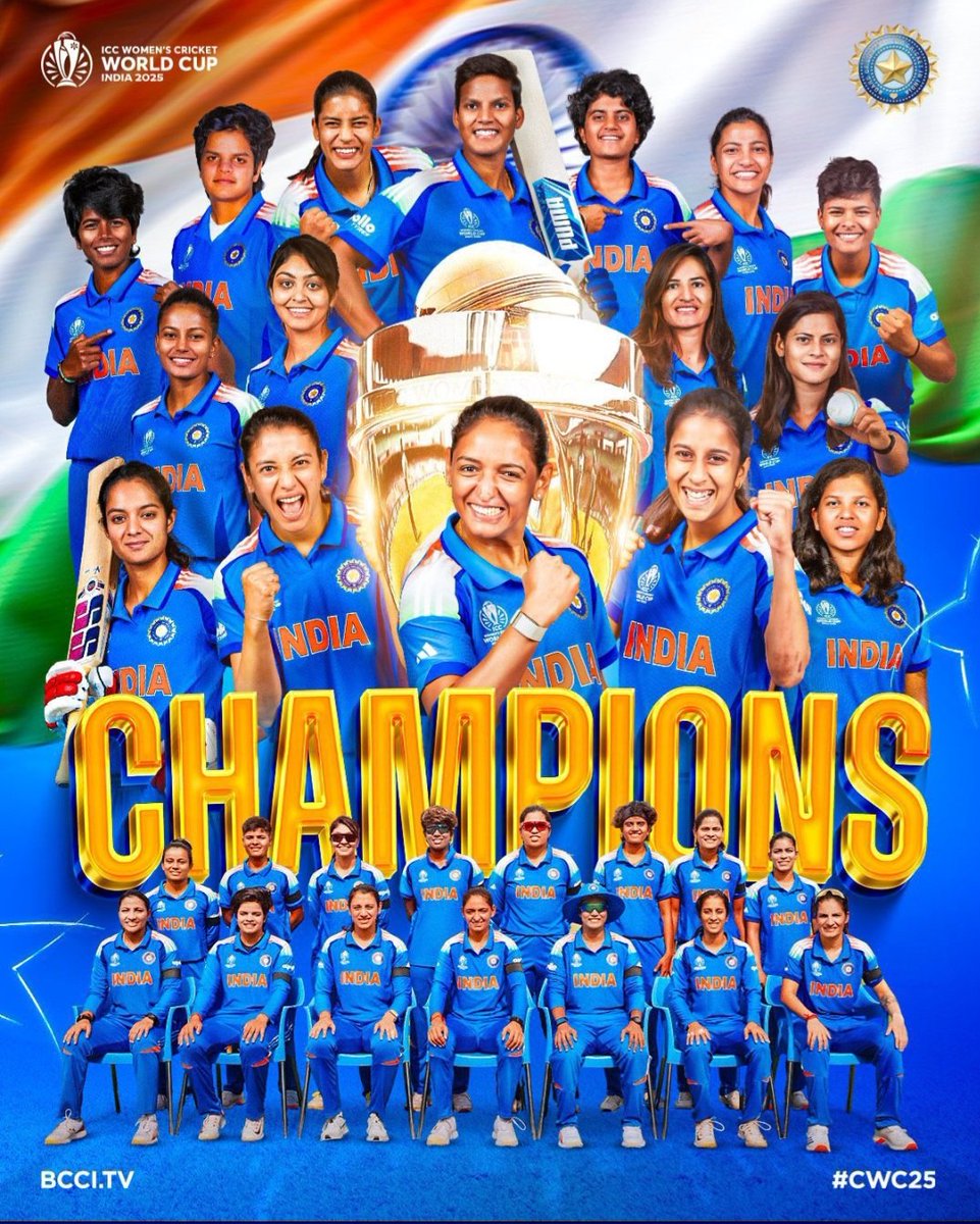 Congratulations #Indian_women_cricket_blue_team for your historical achievement #World_cup2025
 finally you won the match and you are champions. 🏆 
#WomensWorldCup2025
#Team_India
💐🎉🎉💐