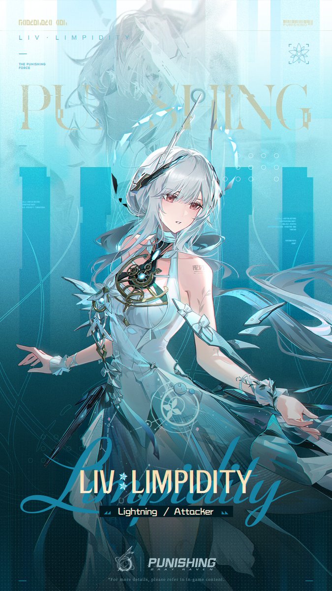 PGR_GLOBAL's tweet image. Character Showcase | Liv: Limpidity

&quot;Let&apos;s march together toward victory.&quot;
#punishinggrayraven #PGR #PGR6th