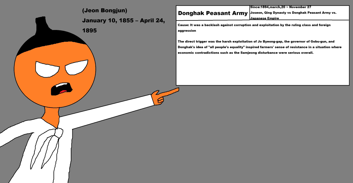 TydsKbB8XQdWiuE's tweet photo. I tried to paint about the Donghak Peasant Movement (Donghak Peasant Revolution). (For your information: This is by no means intended to criticize or hate the state.) #Countryhumans #Countryballs #countryhumansJapanempire #CountryhumansQing #CountryhumansJoseon https://t.co/6NnVBp2SFG