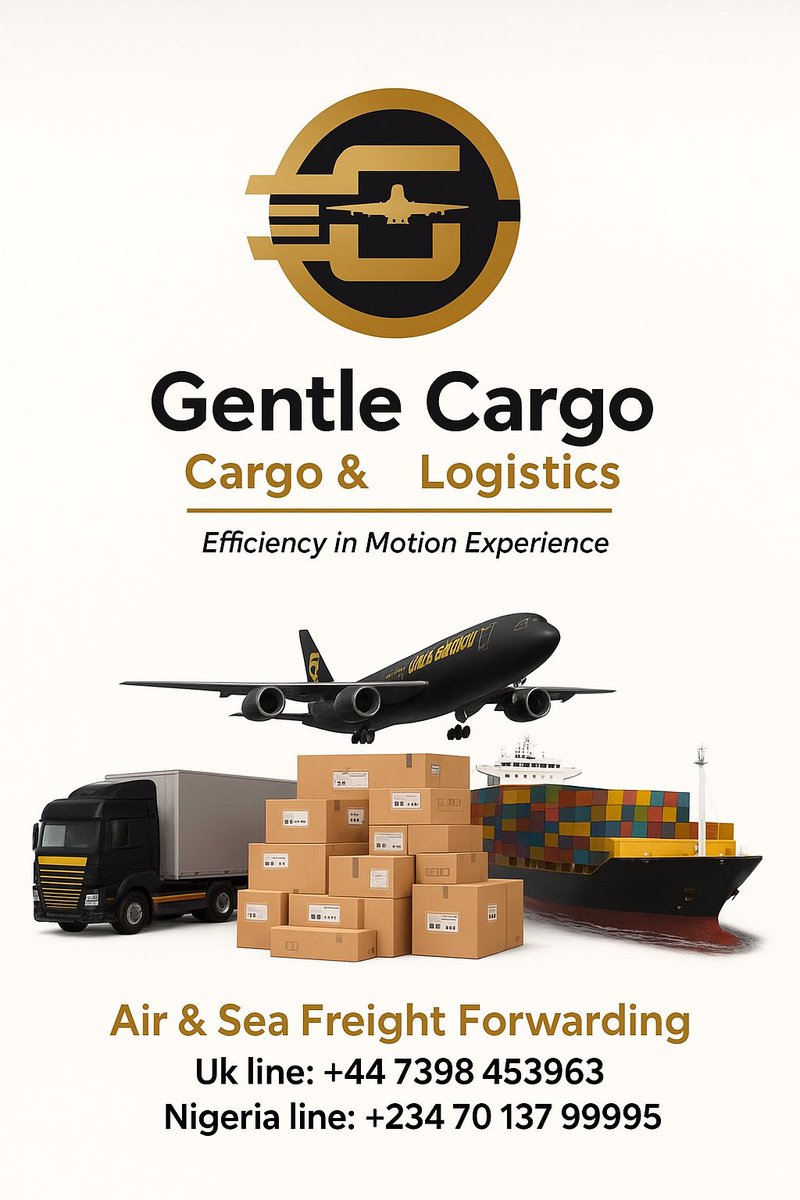 GentleX0's tweet image. Your goods deserve a reliable route ✈️🚢 From the UK 🇬🇧 to Nigeria 🇳🇬, Nigeria to Uk 🇬🇧, Nigeria 🇳🇬 to USA 🇺🇸 and more  — 

we handle it all with care, speed, and trust.

📦 Gentle Cargo… Efficiency in Motion Experience.

#GentleCargo #ShippingSimplified #LogisticsExperts