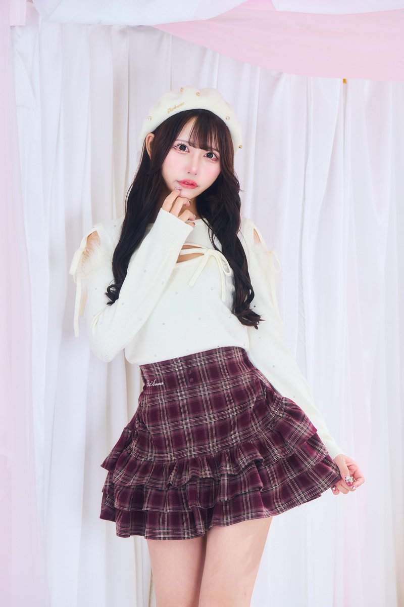 フリルリボンスカート ReAmour 2色／ハイウエストフリルリボンスカート