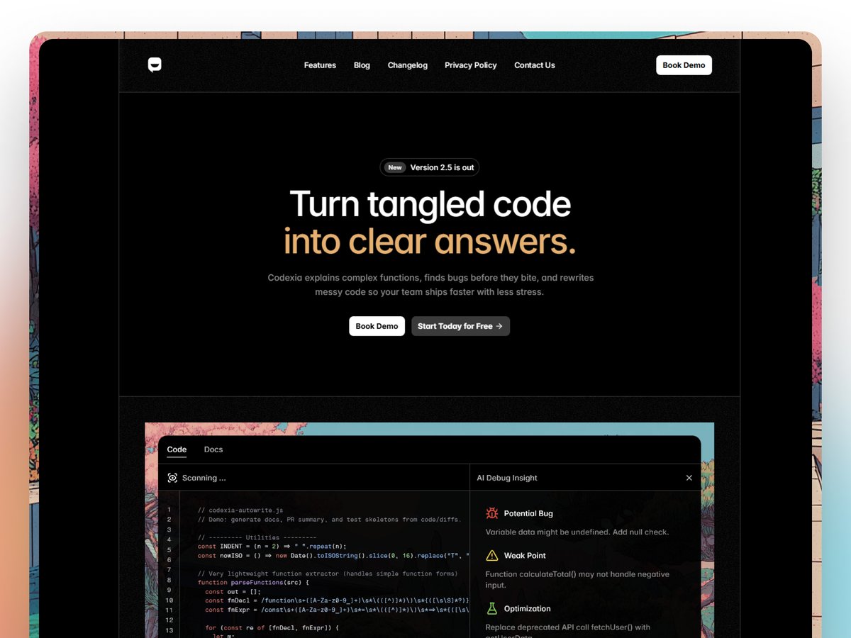 Few last adjustmens according to feedback from framer team updated and Codexia is ready to launch soon.